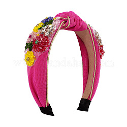 Strasskristall breite Stoffstirnbänder, Modischer Vintage-Haarschmuck für Frauen und Mädchen, neon rosa , 140x160x50 mm