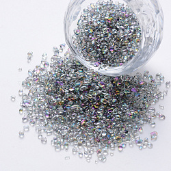 Baking Painted Glass Beads, No Hole Beads, Nail Art Decoration Accessories, Chip, Gray, 0.5~4x0.5~2x0.5~2mm, about 100g/bag
