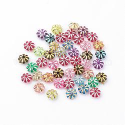 Покрытие акриловыми шариками, металла обвитые, цветок, разноцветные, 6~7x3.5 мм, отверстие : 1 мм, Около 7700 шт / 500 г