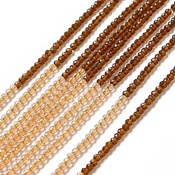 2 brins de perles de verre transparent de couleurs, perles multicolores segmentées, facette, ronde, selle marron, 2mm, Trou: 0.5~0.6mm, Environ 184~211 pcs/chapelet, 15.28~15.75 pouce (38.8~40 cm)