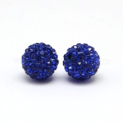 Polymer Clay Rhinestone Beads, Pave Disco Ball Beads, Grade A, Round, PP12, Sapphire, PP12(1.8~1.9mm), 10mm, Hole: 1.5mm