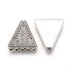 Stile tibetano in lega di componenti per lampadari, triangolo, argento antico, 27x23.5~24x4mm, Foro: 1.6 mm