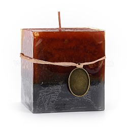 Quaderförmige rauchlose Aromatherapiekerzen, mit Box, für die Hochzeit, Party, Votive, Ölbrenner und Heimtextilien, dunkelrot, 7.1x7.1x7.65 cm