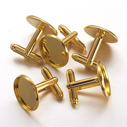 Медь запонки, манжеты кнопку, с поддоном, золотые, 18x18 мм, лоток : 16 мм