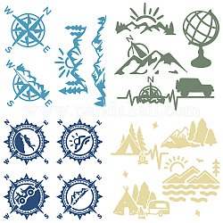 GORGECRAFT 4 Styles Compass Decals Snow Mountain Tree Decal Sticker 20 * 20cm Globe PET Waterproof Self-Adhesive Reflective Car Stickers Trunk Logo Decal Sticker for Truck Motorcycle Doors Laptop