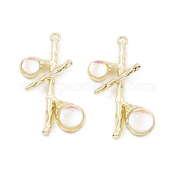Resin Pendants, Tree Charms with Rack Plating Light Gold Plated Alloy Findings, Long-Lasting Plated, Lead Free & Cadmium Free, Clear, 37x23x6.5mm, Hole: 2mm