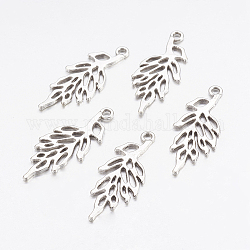 Alloy Pendants, Lead Free and Cadmium Free, Leaf, Antique Silver, 29mm long, 11mm wide, 1mm thick, hole: 1mm