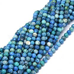 Chapelets de perles en chrysocolle naturelle, ronde, 6~6.5mm, Trou: 0.8mm, Environ 66 pcs/chapelet, 15.55 pouce (39.5 cm)
