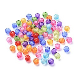 Perles en acrylique transparente, Perle en bourrelet, ronde, citrouille, couleur mixte, 12mm, Trou: 2mm, environ 630 pcs/500 g