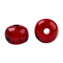 Perles en résine, imitation de cire d'abeille, plat rond, rouge, 8x4.5mm, Trou: 1.6~1.8mm