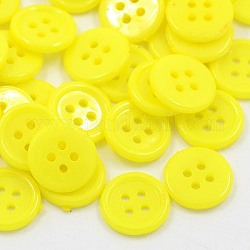 Акриловые швейные пуговицы , пластиковые пуговицы рубашки для дизайна костюма, 4-луночное, окрашенные, плоско-круглые, желтые, 17x2 мм, отверстие : 1 мм