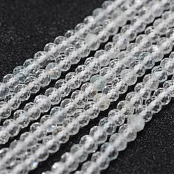 Fili di perline di cristallo naturali di topazio, tondo, sfaccettato, 3mm, Foro: 0.5 mm, circa 130pcs/filo, 15.3 pollice (39 cm)