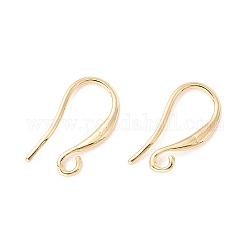 Brass Earring Hooks, Long-Lasting Plated, with Horizontal Loop,Cadmium Free & Lead Free & Nickel Free, Real 18K Gold Plated, 17x8x2mm, Hole: 1.6mm, 18 Gauge, Pin: 1mm