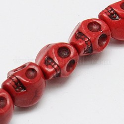 Filo di perline turchesi sintetici, tinto, teschio, rosso scuro, 12x10x11mm, Foro: 1 mm, circa 506pcs/1000g