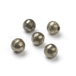 Natürliche Pyrit Perlen, Hälfte gebohrt, Runde, 4 mm, Bohrung: 1 mm