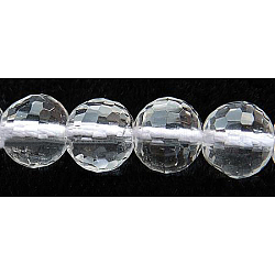 Abalorios de piedras preciosas hebras, cristal de cuarzo, facetas (128 facetas), redondo, cristal sintético, 6mm, agujero: 0.8 mm, aproximamente 67 pcs / cadena, 15.5 pulgada