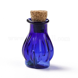Mini-Glasflaschen, mit Korkstopfen, leere Wunschflaschen, für Puppenstubenzubehör, Schmuckherstellung, mittelblau, 25x14 mm