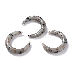 Perles de jaspe de sésame naturel, sans trou, pour création de fil enroulé pendentif , double corne / croissant de lune, 31x28x6.5mm