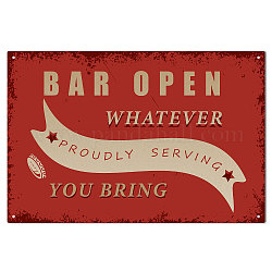 CREATCABIN Bar Open Sign Vintage Metal Tin Sign Coffee Bar Wall Decor Poster Retro Painting Plaque Iron Art Mural Hanging Decorations Plaques for Coffee Bar Pub 12 x 8 Inch