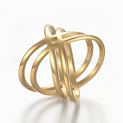 304 палец кольца из нержавеющей стали, широкая полоса кольца, крест-накрест кольцо, двойного кольца, х кольца, полый, золотые, 16 мм