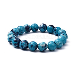 Bracelets océan de jade blanc stretch, bleu, 53mm
