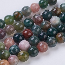 Chapelets de perles en agate indienne naturelle, ronde, 8mm, Trou: 1mm, Environ 24 pcs/chapelet, 7.6 pouce