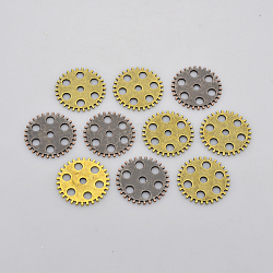 Tibetan Style Alloy Gear Pendants, Steampunk Charms, Lead Free, Mixed Color, 26x1mm, Hole: 2~3mm