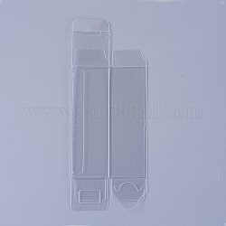 折り畳み式透明PVCボックス  クラフトキャンディ包装結婚式パーティーの好意のギフトボックス  長方形  透明  3x3x9cm  展開：15.9x6x0.1cm