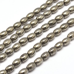 Natural Pyrite Rice Beads Strands, 16x10mm, Hole: 1mm, about 25pcs/strand, 15.7 inch