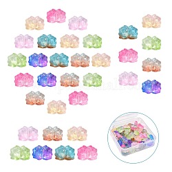 70pcs 7 couleurs perles de verre bicolores, lotus, couleur mixte, 10x14x6mm, Trou: 1.2mm, 10 pcs / couleur
