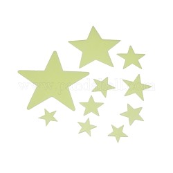Kids Baby Room Wall Decorations Glow in the Dark Plastic Christmas Star Stickers, Fluorescent Toys, Pale Green, 28~109x30~110x1mm, 10pcs/bag