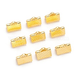 Eisenband Crimp-Enden, golden, ca. 7 mm lang, 10 mm breit, Bohrung: 2 mm