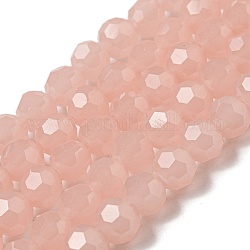Supporti per perle di vetro imitazione giada, sfaccettato, tondo, peachpuff, 6mm, Foro: 1 mm, circa 98pcs/filo, 20.47'' (52 cm)