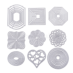 Benecreat 9 комплекты режущие штампы трафарет металлические шаблоны формы инструмент для тиснения для diy скрапбукинг фотоальбом бумажные карты ремесла изготовление-квадрат, цветок, овальные, круглые, восьмиугольник, сердце
