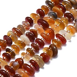 Chapelets de perles rouges en agate naturelle, avec des perles de rocaille, plat, teints et chauffée, 7~13x8~9x3~4mm, Trou: 1mm, Environ 68 pcs/chapelet, 14.76'' (37.5 cm)