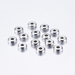 Intercalaire perles en 304 acier inoxydable, plat rond, couleur inoxydable, 5x2mm, Trou: 1.5mm