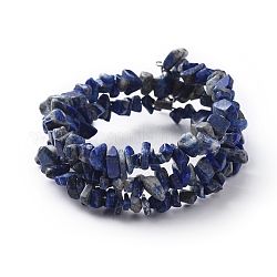 Bracelets enveloppants à la mode à trois boucles, avec des perles de lapis lazuli naturel et des pendentifs en alliage, 2 pouce (5 cm)
