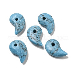 Perline turchesi sintetiche tinte, Forma a virgola, cielo azzurro, 14.5~16x9.5~10x4~4.5mm, Foro: 2 mm