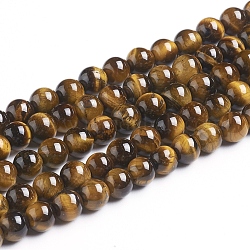 Natürlichen Tigerauge Perlen Stränge, Runde, Klasse ab +, 6 mm, Bohrung: 1 mm, ca. 60 Stk. / Strang