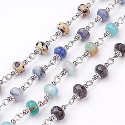 Handgefertigten Edelstein Perlenketten, ungeschweißte, für Halsketten Armbänder Herstellung, mit Eisenstift aus Platin, 1 m, Perlen: 8 mm
