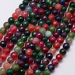Natürliche Achat Perlen Strang, facettiert, gefärbt, Runde, Mischfarbe, 8 mm, Bohrung: 1 mm, ca. 48 Stk. / Strang, 15 Zoll