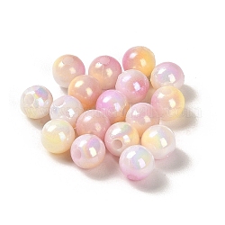Perles acryliques opaques, dégradé coloré, ronde, perle rose, 6mm, Trou: 1.8mm, environ 5000 pcs/500 g