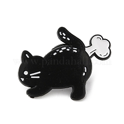 猫エナメルピン  バックパック服用合金ブローチ  ブラック  25x32.5x1.5mm