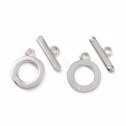 Brass Toggle Clasps, Ring, Platinum, Bar: 17.5x6x2mm, Hole: 2mm, Ring: 18x14x2mm, hole: 2mm
