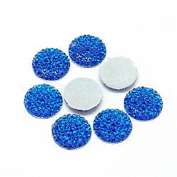 Cabuchones de resina, plateado inferior, medio redondo / cúpula, azul, 25x4.5~5mm