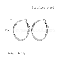 Женские серьги-кольца из нержавеющей стали, цвет нержавеющей стали, твист, 30 мм