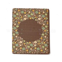 Rectangle Paper Earring Display Card with Hanging Hole, Jewelry Display Cards for Earring Display, Camel, Flower Pattern, 5x4x0.05cm, Hole: 5mm, 1mm and 12x7mm