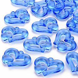 Abalorios de acrílico transparentes, corazón a corazón, azul, 27x34x6mm, agujero: 3 mm, aproximamente 191 unidades / 500 g