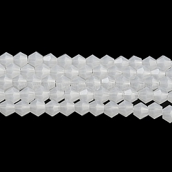 Fili di perline giada di vetro imitato, sfaccettato, bicono, bianco, 4x4mm, Foro: 0.8 mm, circa 87~98pcs/filo, 12.76~14.61 pollice (32.4~37.1 cm)