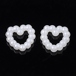 ABS Plastic Imitation Pearl Linking Rings, Heart, Creamy White, 11.5x11.5~12x3mm, Inner Diameter: 4x6mm.